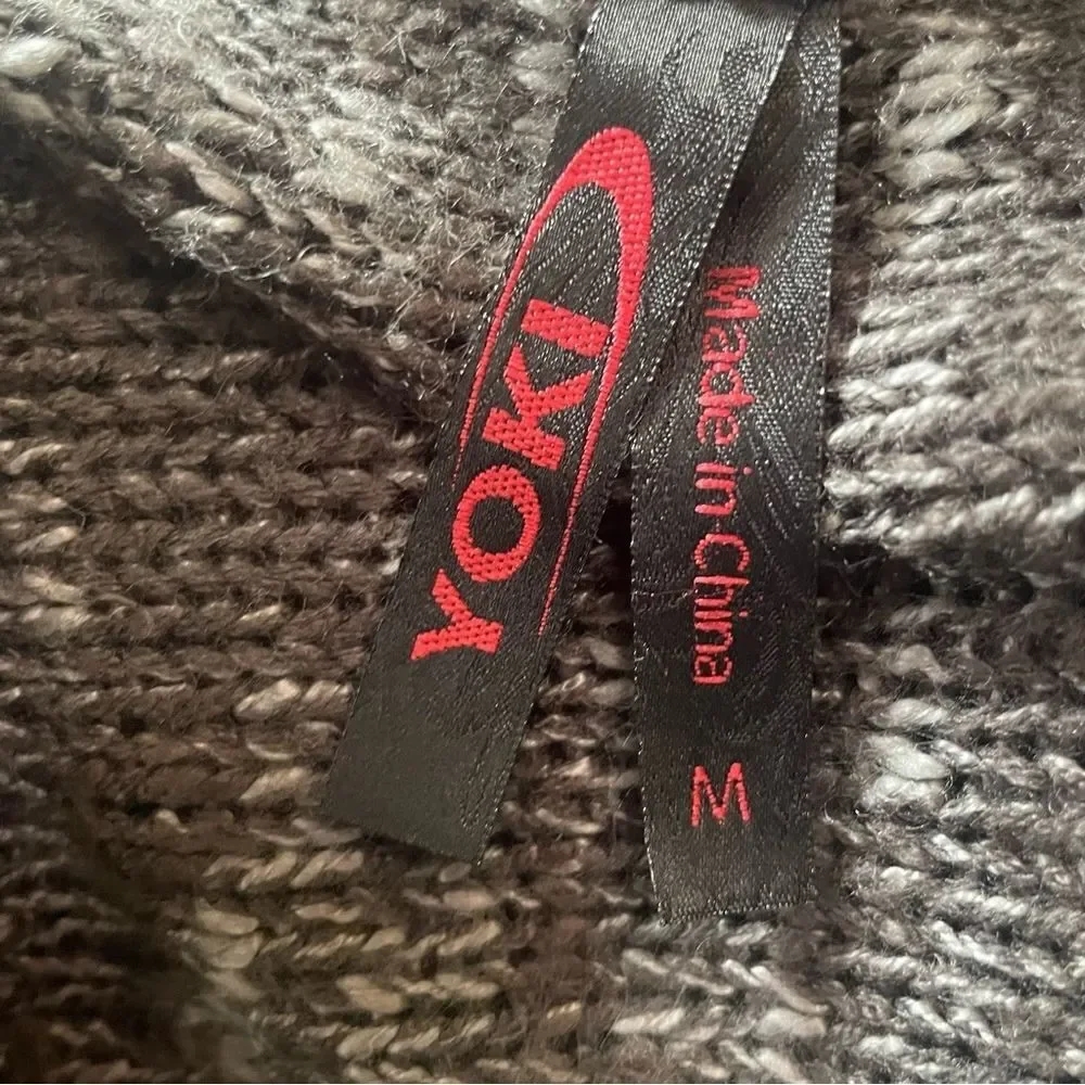 Yoki Gray Open‎ Front Knit Cardigan Sweater Lightweight Slouchy Fit M Whimsigoth